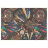 Elegante cyaan "oude inheemse kronieken" Cotto Tafelkleed (Voorkant (Horizontaal))