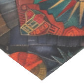 Elegante cyaan "oude inheemse kronieken" Cotto Tafelkleed (Gekanteld)