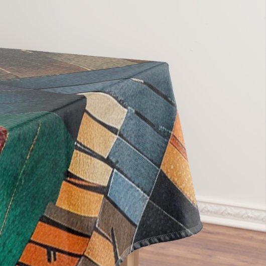 Elegante cyaan "oude inheemse kronieken" Cotto Tafelkleed (Voorbeeld)