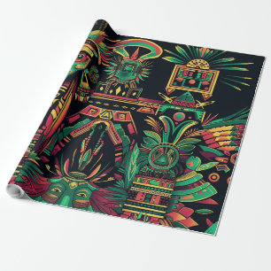 Elegante cyaan "voorouderlijk paradigma" matte ges cadeaupapier