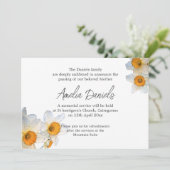 Elegante Daffodil Funeral Announcement Kaart (Staand voorkant)