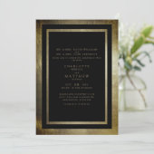 Elegante dag goud & zwart beide ouders bruiloft kaart (Staand voorkant)
