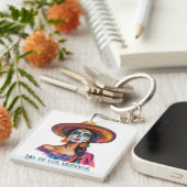 Elegante Dag van de Dode Suiker Schedel Dame Kleur Sleutelhanger (Voorkant Rechts)