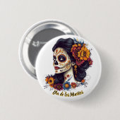 Elegante Dag van de Dode Suikerschedel Vrouw Ronde Button 5,7 Cm (Voorkant /achterkant)