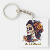 Elegante Dag van de Dode Suikerschedel Vrouw Sleutelhanger (Voorkant)