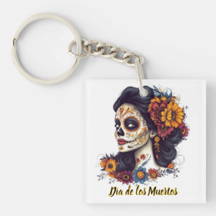 Elegante Dag van de Dode Suikerschedel Vrouw Sleutelhanger