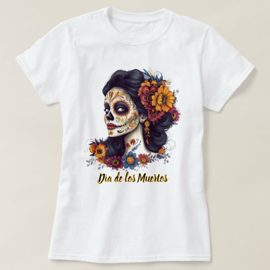 Elegante Dag van de Dode Suikerschedel Vrouw T-shirt (Design voorkant)