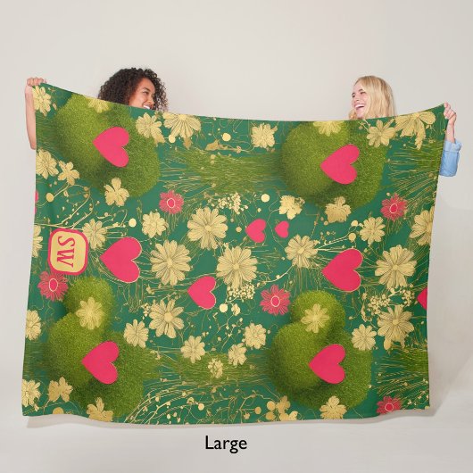 Elegante Dag van de Valentijn, monogram, mos Fleece Deken