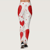 Elegante Dag van de Valentijn, rode harten, monogr Leggings (Achterkant)