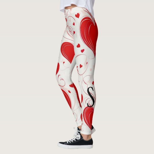 Elegante Dag van de Valentijn, rode harten, monogr Leggings (Links)