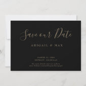 Elegante dag zwart goud tekst glam opslaan onze da save the date (Voorkant)