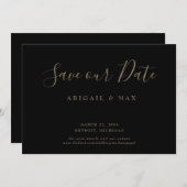 Elegante dag zwart goud tekst glam opslaan onze da save the date (Voorkant / Achterkant)