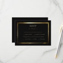 Elegante dag zwart & gouden trouw-RSVD-kaart