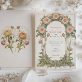 Elegante Dahlia Art Nouveau bruiloft Kaart