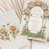 Elegante Dahlia Art Nouveau bruiloft Kaart