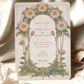 Elegante Dahlia Art Nouveau bruiloft Kaart