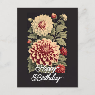 Elegante  Dahlia Flower Happy Birthday Briefkaart