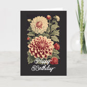 Elegante  Dahlia Flower Happy Birthday Kaart (Voorkant)
