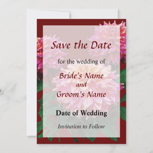Elegante Dahlia Kidds Climax Save the Date (Voorkant)