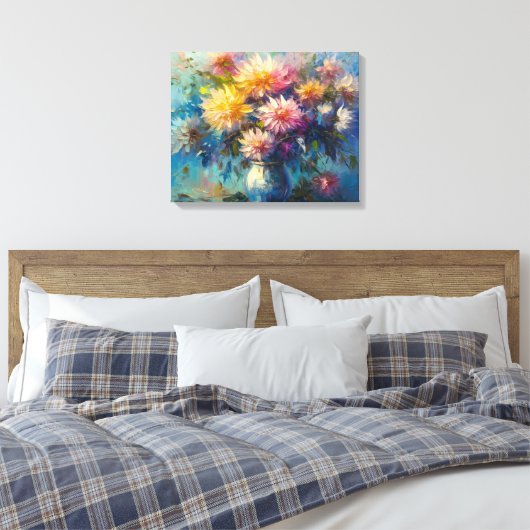 Elegante Dahlia Sonata Fine Art Canvas Afdruk (Insitu (Slaapkamer))