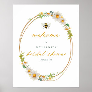Elegante Daisies & Bee Vrijgezellenfeest Welkom Poster