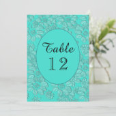 Elegante Daisies Turquoise Trouwtafel Geen Kaart (Staand voorkant)