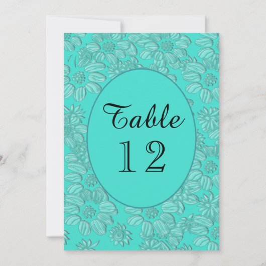 Elegante Daisies Turquoise Trouwtafel Geen Kaart (Achterkant)