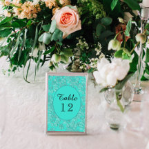 Elegante Daisies Turquoise Trouwtafel No 3x5
