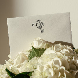 Elegante Daisy Bloem Monogram Bruiloft Rubberstempel