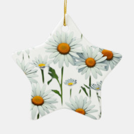 Elegante Daisy Boho Bloem Kerstmis Keramisch Ornament