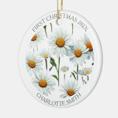 Elegante Daisy Boho Bloemen Eerste Kerstmis Keramisch Ornament (Links)