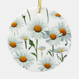 Elegante Daisy Boho Bloemen Kerstmis Keramisch Ornament
