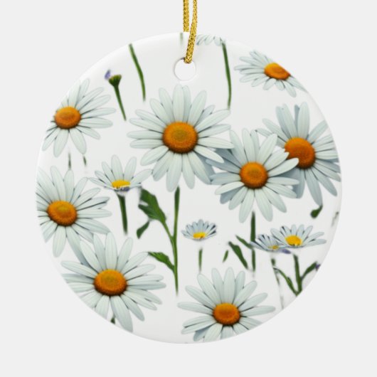 Elegante Daisy Boho Bloemen Kerstmis Keramisch Ornament (Voorkant)