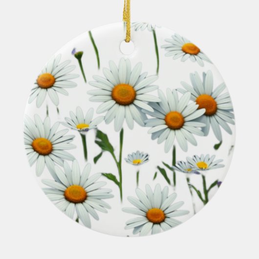 Elegante Daisy Boho Bloemen Kerstmis Keramisch Ornament (Achterkant)