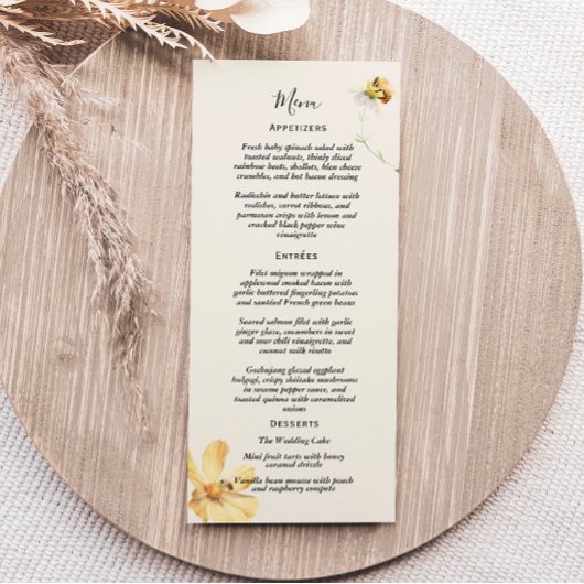 Elegante Daisy Bruiloft Platte Menu