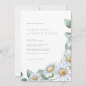 Elegante Daisy Eucalyptus Monogram Huwelijk Kaart (Voorkant)