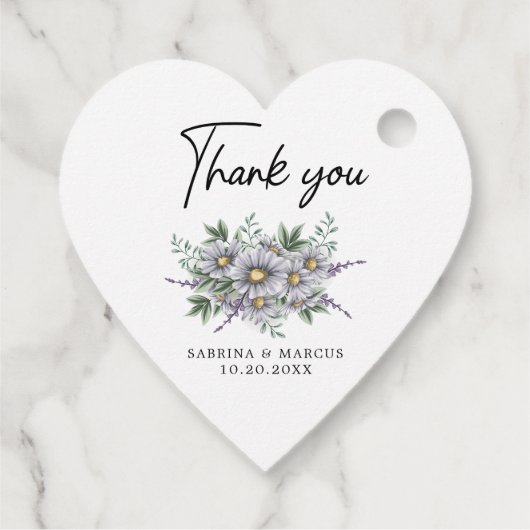 Elegante Daisy gepersonaliseerde bruiloft Dank u Bedankjes Labels (Achterkant)