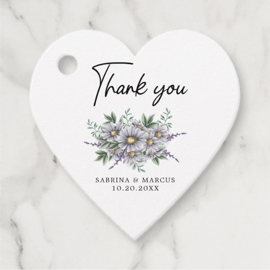 Elegante Daisy gepersonaliseerde bruiloft Dank u Bedankjes Labels (Voorkant)