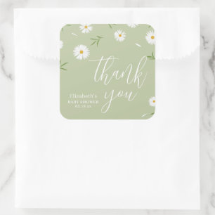 Elegante Daisy Geslachtsonzijdige Baby Shower Beda Vierkante Sticker