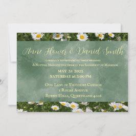 Elegante Daisy Green Katholieke bruiloft uitnodigi Kaart
