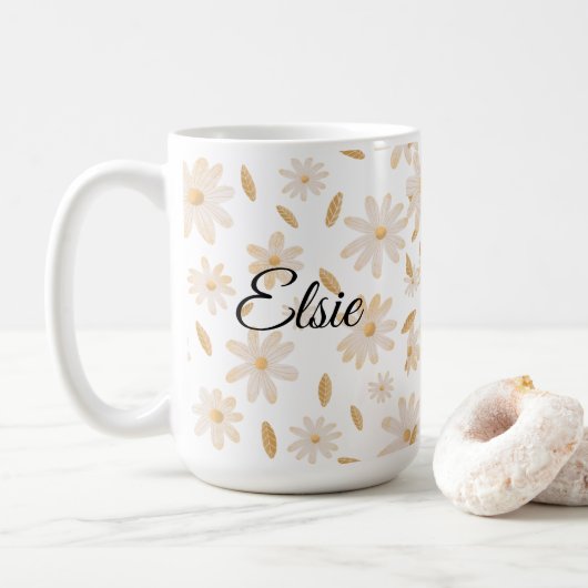 Elegante Daisy Hues gepersonaliseerde mok (Met donut)