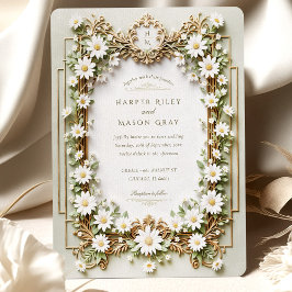 Elegante Daisy met Faux Gold Details Huwelijk Kaart