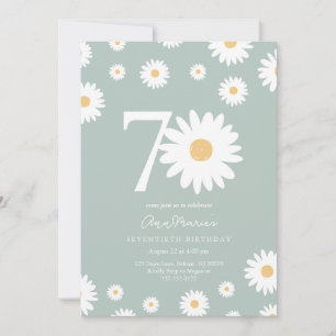 Elegante Daisy Mijlpaal Zeventigste Verjaardag Kaart
