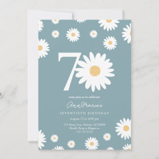 Elegante Daisy Mijlpaal Zeventigste Verjaardag Kaart