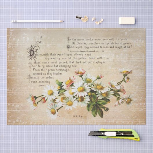 Elegante  Daisy Poetry of Flowers Tissuepapier (Craft)