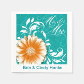 Elegante Daisy Scroll Flourish Mr & Mrs. Servetten (Voorkant)