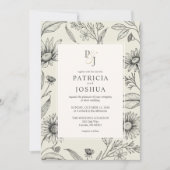 Elegante Daisy Wildflower Huwelijksuitnodiging Kaart (Voorkant)