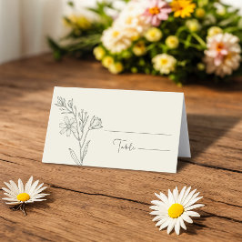 Elegante Daisy Wildflower Zwart en Wit Plaatskaartje