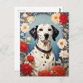 Elegante Dalmatiër met Dahlia Bloemen Briefkaart (Voorkant / Achterkant)