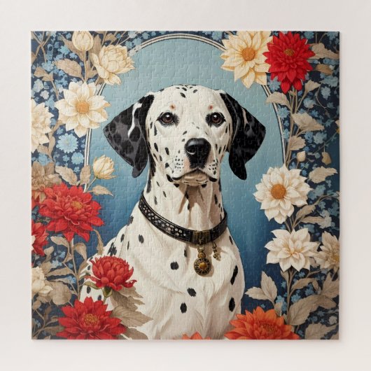 Elegante Dalmatiër met Dahlia Bloemen Legpuzzel (Verticaal)